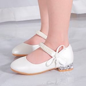 Girls' Heels Flower Girl Shoes Formal Shoes Princess Shoes Leather PU Portable Walking Wedding Dress Shoes Little Kids(4-7ys) Big Kids(7years ) Daily Party  Evening Walking Shoes Bowknot Pearl Lightinthebox