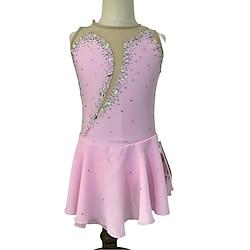 Figure Skating Dress Women's Girls' Ice Skating Dress Pink Champagne Open Back Mesh Spandex Stretchy Training Practice Professional Skating Wear Thermal Warm Classic Crystal / Rhinestone Sleeveless Lightinthebox