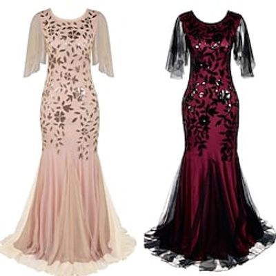 The Great Gatsby Charleston Roaring 20s 1920s Cocktail Dress Vintage Dress Flapper Dress Masquerade Women's Sequins Costume Vintage Cosplay Party  Evening Short Sleeve Dress Masquerade Lightinthebox