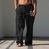 Snake Vintage Men's Linen Pants Pants Trousers Outdoor Daily Wear Streetwear Cotton Linen Black White Brown S M L Mid Waist Elasticity Pants Lightinthebox - thumbnail