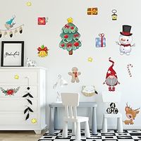 Merry Christmas Wall Decals Santa Claus Gift Christmas Tree Wall Stickers DIY Removable Christmas Mural for Classroom Nursery Baby Room Bedroom Doors Windows Christmas Party Wall Decor Lightinthebox - thumbnail
