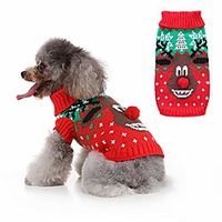 dog christmas sweater cute reindeer knitted sweaters new year xmas winter knitwear pet clothes for small dog and cat Lightinthebox - thumbnail