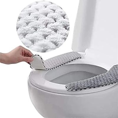 Plush Warm Thick Padded Toilet Seat Cover Mat Non Slip Soft Toilet Seat Cushion Washable Bathroom Warmer With Self-Adhesive Tape miniinthebox