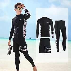 Men's Rash Guard Rash guard Swimsuit UV Sun Protection UPF50 Breathable Long Sleeve Diving Suit Swim Shirt 5-Piece Swimming Diving Surfing Beach Tie Dye Printed Autumn  Fall Spring Summer Lightinthebox