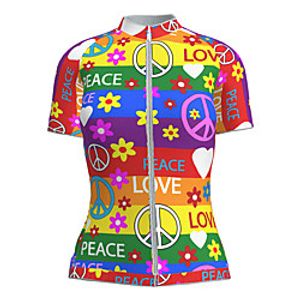 21Grams Women's Short Sleeve Cycling Jersey Summer Nylon Polyester RedBlue Heart Floral Botanical Peace  Love Bike Jersey Top Mountain Bike MTB Road Bike Cycling Ultraviolet Resistant Quick Dry miniinthebox
