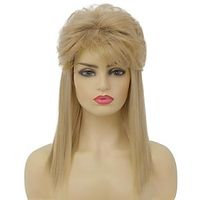 Women Blonde Mullet Short Wigs 70s 80s with Bangs Shoulder Length Synthetic Wig for Retro Hippie Rocker Cosplay Wigs miniinthebox