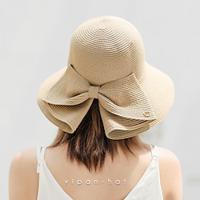 Women's Hat Straw Hat Sun Hat Portable Sun Protection Breathable Street Daily Weekend Bow Pure Color Lightinthebox