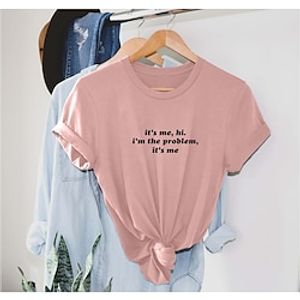 Women's T shirt Tee 100% Cotton Letter Black White Yellow Print Short Sleeve Party Casual Holiday Fashion Modern Round Neck It's me hi im the problem Tshirt Taylor Ladies Tee slogan Loose Fit All Lightinthebox