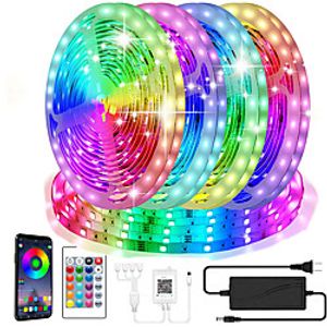 LED Strip Lights Waterproof Smart Bluetooth 5050 20m 10mm RGB LED Strip Lights Kits With 24 Keys Remote App Control Timer Schedule LED Music Strip Lights Color Changing Sync LED Lights miniinthebox