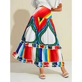 Multi Color Ruffle Peplum Skirt