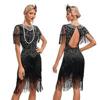 Retro Vintage Roaring 20s 1920s Flapper Dress Cocktail Dress The Great Gatsby Flapper Girl Women's Sequins Tassel Fringe Carnival Wedding Party / Evening Wedding Party Dress Lightinthebox