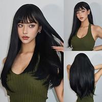 Synthetic Wig Uniforms Career Costumes Princess Straight kinky Straight Middle Part Layered Haircut Machine Made Wig 26 inch Black Synthetic Hair Women's Cosplay Party Fashion Natural Black Lightinthebox