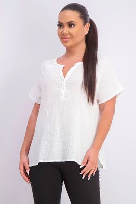 Womens Half Button Top White Womens Half Button Top White
