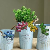4Pcs Resin Climbing Gecko Flower Pot and Vase Hugger Planter Edge Hanger Decorations Miniature Fairy Garden and Terrarium Fairy Ornaments Lightinthebox - thumbnail
