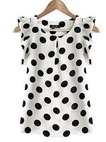 Round Neck Flounce Patchwork Printed Sleeveless T-Shirts - thumbnail