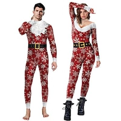 Santa Claus Mrs.Claus Onesies Men's Women's Family Matching Outfits Christmas Masquerade Christmas Eve Adults' Party Christmas Polyester Onesie Lightinthebox