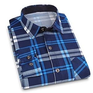 Men's Shirt Dress Shirt Check Turndown Blue Gray Royal Blue Red Blue / White Long Sleeve Print Daily Holiday Button-Down Tops Fashion Casual Comfortable miniinthebox