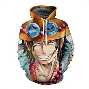 One Piece Film: Red Monkey D. Luffy Hoodie Cartoon Manga Anime Front Pocket Graphic Hoodie For Men's Women's Unisex Adults' 3D Print 100% Polyester Casual Daily miniinthebox