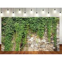 1pc Spring Garden Leaves Falling Horticultural Plants Grunge Stone Wall Green Banner Leaves And Branches Covering Vintage Architecture Photo Background Lightinthebox