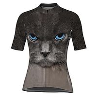 21Grams Women's Short Sleeve Cycling Jersey Dark Grey Cat 3D Bike Top Mountain Bike MTB Road Bike Cycling Spandex Polyester Breathable Quick Dry Moisture Wicking Sports Clothing Apparel  Athleisure Lightinthebox - thumbnail