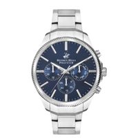 Beverly Hills Polo Club Men's Multi Function Display Watch & Metal Strap, Silver - BP3379X.390