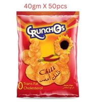 Crunchos Natural Chips Chilli, 40g -Carton of 50 Packs