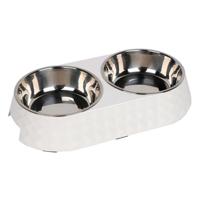 Pawsitiv Diamond Dinner Set Bowls Medium - White