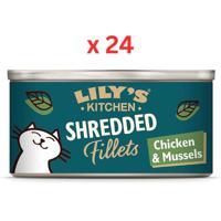 Lily's Kitchen Shredded Fillets Chicken & Mussels in Broth Wet Cat Food Box 24x70G