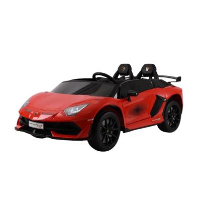 Megastar Ride On Licensed Lamborghini Aventador With RC 2 Seater SVJ Kids Car 12V Power Wheel - Red