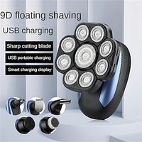 6 In 1 Electric Shaver For Men 4D Shavers 9 Floating Heads Beard Nose Ear Hair Trimmer Clipper Facial Brush Lightinthebox - thumbnail
