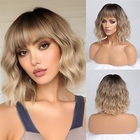 Ombre Blonde Wigs for White Women Short Wavy Wig with Bangs Ash Blonde Bob Wig with Dark Roots Medium Length Natural Synthetic Hair for Daily PartyCosplay Lightinthebox Ombre Blonde Wigs for White Women Short Wavy Wig with Bangs Ash Blonde Bob Wig with Dark Roots Medium Length Natural Synthetic Hair for Daily PartyCosplay Lightinthebox