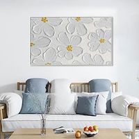 Handmade Oil Painting Canvas Wall Art Decoration Thick Textured White Flowers  for Home Decor Rolled Frameless Unstretched Painting miniinthebox - thumbnail