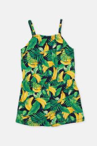 Toddlers Girls Banana Pattern Rompers  Green Combo