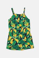 Toddlers Girls Banana Pattern Rompers  Green Combo - thumbnail