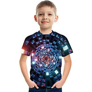 Kids Boys' T shirt Tee Short Sleeve Graphic Optical Illusion Color Block Rainbow Children Tops Summer Active Streetwear Sports 3-12 Years Lightinthebox