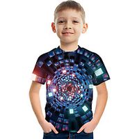 Kids Boys' T shirt Tee Short Sleeve Graphic Optical Illusion Color Block Rainbow Children Tops Summer Active Streetwear Sports 3-12 Years Lightinthebox - thumbnail