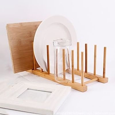 Multifunction Wood Dish Drying Drainer Rack Pot Lid Organizer Lid Holder Drying Cups Display Shelf Kitchen Organizer and Storage miniinthebox