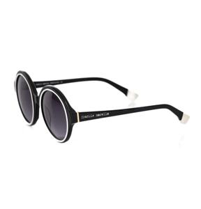 Frankie Morello Elegant Black Round Sunglasses with White Accent (FR-22073)