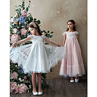 Princess Ankle Length Flower Girl Dresses Party Polyester Short Sleeve Jewel Neck with Lace Lightinthebox Princess Ankle Length Flower Girl Dresses Party Polyester Short Sleeve Jewel Neck with Lace Lightinthebox