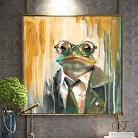 Hand painted Frog oil painting Colorful Animal Canvas Wall Art animal Art Artistic Animal Decor Frog Handmade animal Oil Painting Lightinthebox