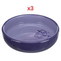 Trixie Plain Ceramic Cat Bowl For Short-Nosed Breeds Lilac - 15cm (Pack of 3)