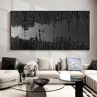 Handmade Oil Painting Canvas Wall Art Decoration Minimalist Black and White Abstract Texture Decorative Painting for Home Decor Rolled Frameless Unstretched Painting Lightinthebox