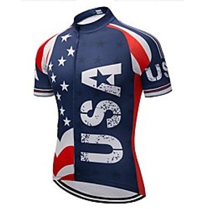 21Grams Men's Short Sleeve Cycling Jersey Summer Spandex Polyester RedBlue USA Bike Jersey Top Mountain Bike MTB Road Bike Cycling Quick Dry Moisture Wicking Breathable Sports Clothing Apparel Lightinthebox
