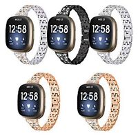 Diamond Wrist Strap for Fitbit Versa 3 / Fitbit Sense Smart Watch Strap Metal Five Beads Sport Band Stainless Steel Watchband miniinthebox - thumbnail