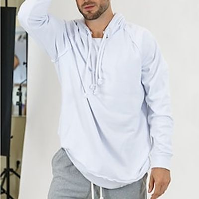 Men's Hoodie White Hooded Plain Sports  Outdoor Daily Holiday Streetwear Cool Casual Spring   Fall Clothing Apparel Hoodies Sweatshirts  miniinthebox