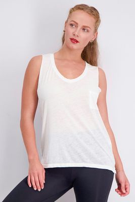 Womens Sleeveless V-neck Top  White