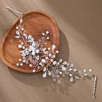 Headbands Headpiece Imitation Pearl Rhinestone Wedding Cocktail Luxury Elegant With Faux Pearl Crystals Headpiece Headwear Lightinthebox - thumbnail