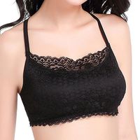 Halter Criss-cross Back Lace-trim Bando Ultra-thin Cozy Bras