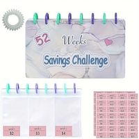 1pc Money Saving Binder 52 Weeks Money Saving Challenge Binder Reusable Budget Book With Cash Envelope Lightinthebox - thumbnail