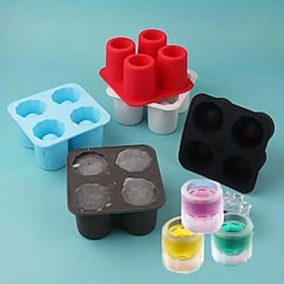1PCS Silicone Shot Glass Ice Molds, Ice Cube Trays For Freezer With 4 Cavities, Ice Shot Glass Mold Reusable Whiskey Glass Ice Cubes, Ice Shot Glass Molds And Trays Lightinthebox